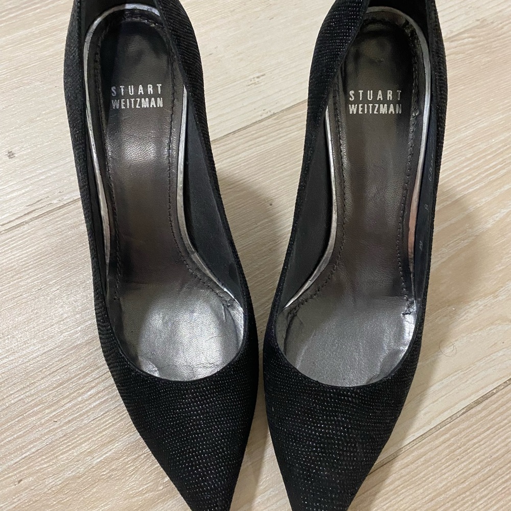 Stuart Weitzman Black Textured Heels